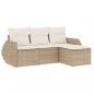 Preview: 4-tlg. Garten-Sofagarnitur mit Kissen Beige Poly Rattan