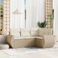 Preview: ARDEBO.de - 4-tlg. Garten-Sofagarnitur mit Kissen Beige Poly Rattan