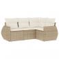 Preview: 4-tlg. Garten-Sofagarnitur mit Kissen Beige Poly Rattan