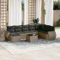 Preview: ARDEBO.de - 9-tlg. Garten-Sofagarnitur mit Kissen Grau Poly Rattan