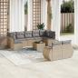 Preview: ARDEBO.de - 10-tlg. Garten-Sofagarnitur mit Kissen Beige Poly Rattan