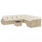 Preview: ARDEBO.de - 11-tlg. Garten-Sofagarnitur mit Kissen Beige Poly Rattan