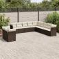 Preview: ARDEBO.de - 11-tlg. Garten-Sofagarnitur mit Kissen Braun Poly Rattan