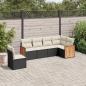 Preview: ARDEBO.de - 6-tlg. Garten-Sofagarnitur mit Kissen Schwarz Poly Rattan