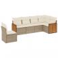 Preview: 6-tlg. Garten-Sofagarnitur mit Kissen Beige Poly Rattan