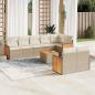 Preview: ARDEBO.de - 9-tlg. Garten-Sofagarnitur mit Kissen Beige Poly Rattan