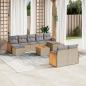 Preview: ARDEBO.de - 10-tlg. Garten-Sofagarnitur mit Kissen Beige Poly Rattan