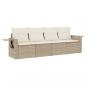 Preview: ARDEBO.de - 4-tlg. Garten-Sofagarnitur mit Kissen Beige Poly Rattan