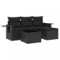 Preview: ARDEBO.de - 4-tlg. Garten-Sofagarnitur mit Kissen Schwarz Poly Rattan