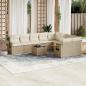 Preview: ARDEBO.de - 10-tlg. Garten-Sofagarnitur mit Kissen Beige Poly Rattan