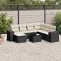 Preview: ARDEBO.de - 8-tlg. Garten-Sofagarnitur mit Kissen Schwarz Poly Rattan