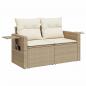 Preview: ARDEBO.de - 6-tlg. Garten-Sofagarnitur mit Kissen Beige Poly Rattan