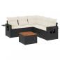 Preview: ARDEBO.de - 6-tlg. Garten-Sofagarnitur mit Kissen Schwarz Poly Rattan