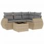 Preview: 5-tlg. Garten-Sofagarnitur mit Kissen Beige Poly Rattan