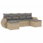 Preview: ARDEBO.de - 6-tlg. Garten-Sofagarnitur mit Kissen Beige Poly Rattan