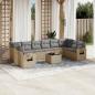 Preview: ARDEBO.de - 11-tlg. Garten-Sofagarnitur mit Kissen Beige Poly Rattan