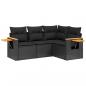 Preview: ARDEBO.de - 4-tlg. Garten-Sofagarnitur mit Kissen Schwarz Poly Rattan