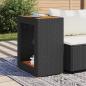 Preview: Garten-Beistelltisch mit Holzplatte Schwarz Poly Rattan