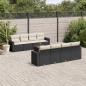 Preview: ARDEBO.de - 9-tlg. Garten-Sofagarnitur mit Kissen Schwarz Poly Rattan