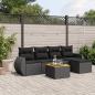 Preview: ARDEBO.de - 6-tlg. Garten-Sofagarnitur mit Kissen Schwarz Poly Rattan