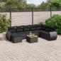 Preview: ARDEBO.de - 9-tlg. Garten-Sofagarnitur mit Kissen Schwarz Poly Rattan