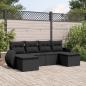 Preview: ARDEBO.de - 6-tlg. Garten-Sofagarnitur mit Kissen Schwarz Poly Rattan