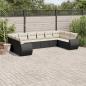 Preview: ARDEBO.de - 10-tlg. Garten-Sofagarnitur mit Kissen Schwarz Poly Rattan