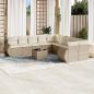 Preview: ARDEBO.de - 11-tlg. Garten-Sofagarnitur mit Kissen Beige Poly Rattan