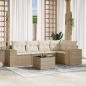 Preview: ARDEBO.de - 6-tlg. Garten-Sofagarnitur mit Kissen Beige Poly Rattan