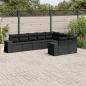 Preview: ARDEBO.de - 9-tlg. Garten-Sofagarnitur mit Kissen Schwarz Poly Rattan