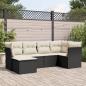 Preview: ARDEBO.de - 6-tlg. Garten-Sofagarnitur mit Kissen Schwarz Poly Rattan