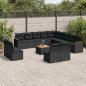 Preview: ARDEBO.de - 14-tlg. Garten-Sofagarnitur mit Kissen Schwarz Poly Rattan