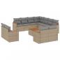 Preview: 12-tlg. Garten-Sofagarnitur mit Kissen Beige Poly Rattan