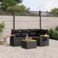 Preview: ARDEBO.de - 5-tlg. Garten-Sofagarnitur mit Kissen Schwarz Poly Rattan