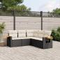 Preview: ARDEBO.de - 5-tlg. Garten-Sofagarnitur mit Kissen Schwarz Poly Rattan