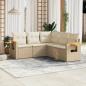 Preview: ARDEBO.de - 5-tlg. Garten-Sofagarnitur mit Kissen Beige Poly Rattan