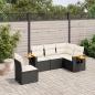 Preview: ARDEBO.de - 5-tlg. Garten-Sofagarnitur mit Kissen Schwarz Poly Rattan