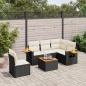 Preview: ARDEBO.de - 6-tlg. Garten-Sofagarnitur mit Kissen Schwarz Poly Rattan