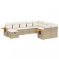 Preview: 10-tlg. Garten-Sofagarnitur mit Kissen Beige Poly Rattan