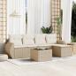 Preview: ARDEBO.de - 6-tlg. Garten-Sofagarnitur mit Kissen Beige Poly Rattan