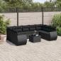 Preview: ARDEBO.de - 10-tlg. Garten-Sofagarnitur mit Kissen Schwarz Poly Rattan