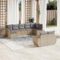 Preview: ARDEBO.de - 9-tlg. Garten-Sofagarnitur mit Kissen Beige Poly Rattan