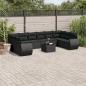 Preview: ARDEBO.de - 11-tlg. Garten-Sofagarnitur mit Kissen Schwarz Poly Rattan