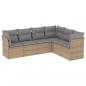 Preview: 6-tlg. Garten-Sofagarnitur mit Kissen Beige Poly Rattan