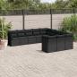 Preview: ARDEBO.de - 11-tlg. Garten-Sofagarnitur mit Kissen Schwarz Poly Rattan