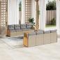 Preview: ARDEBO.de - 9-tlg. Garten-Sofagarnitur mit Kissen Beige Poly Rattan