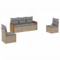 Preview: 5-tlg. Garten-Sofagarnitur mit Kissen Beige Poly Rattan