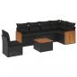 Preview: 7-tlg. Garten-Sofagarnitur mit Kissen Schwarz Poly Rattan