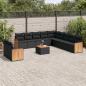 Preview: ARDEBO.de - 12-tlg. Garten-Sofagarnitur mit Kissen Schwarz Poly Rattan