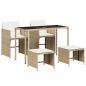 Preview: ARDEBO.de - 5-tlg. Garten-Essgruppe mit Kissen Beige Poly Rattan